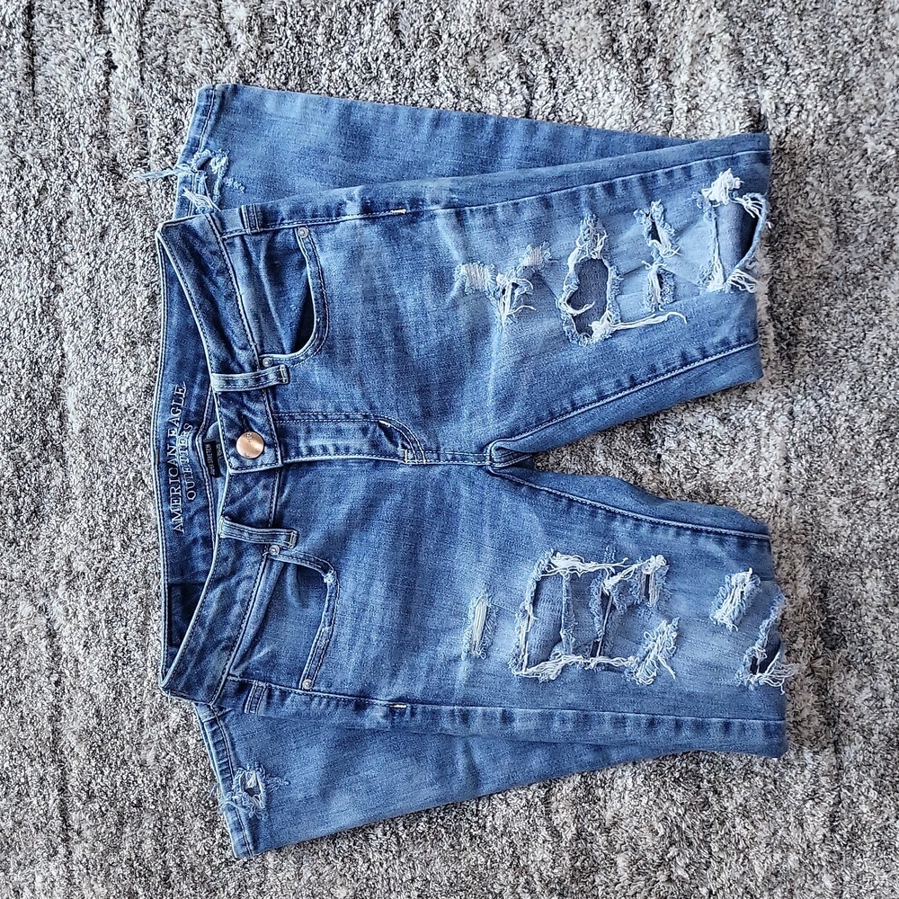 AEO acid washed distressed ankle jegging super stretch - Picture 1 of 8